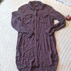 Purple Button-Up Shirt Dress